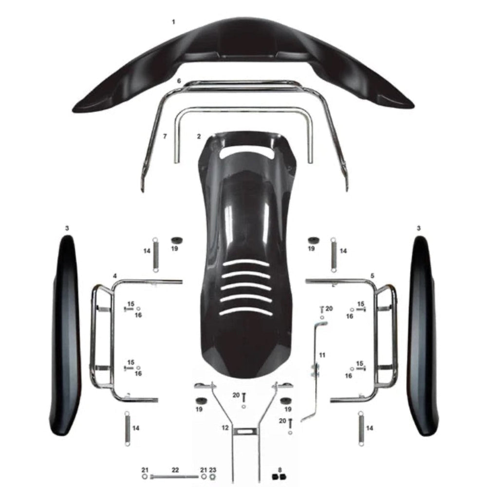CRG Kart Spoilerset Schwarz 507/509 komplett mit Halter