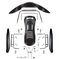 CRG Kart Spoilerset Schwarz 507/509 komplett mit Halter
