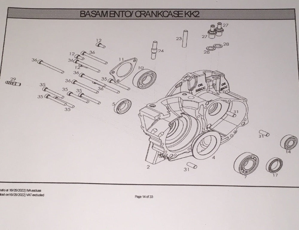 11. Modena KK2 125ccm Halterung für Prmärwellenlager
